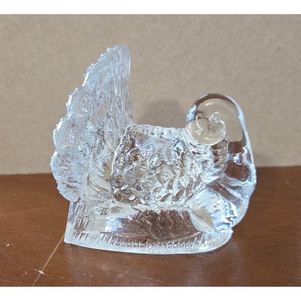 Vintage Clear Pressed Glass Turkey Taper Candle Holders Set/4 Thanksgiving Decor